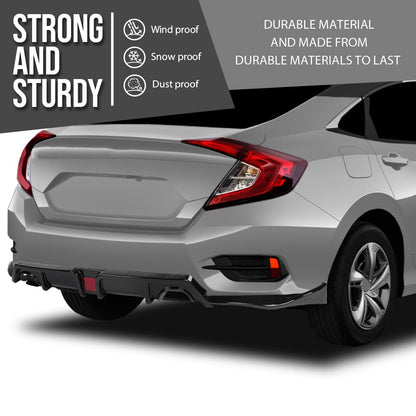 G-PLUS Rear Bumper Lip Diffuser LED Light Compatible with Honda Civic 2016 2017 2018 2019 2020 2021 Gloss Black