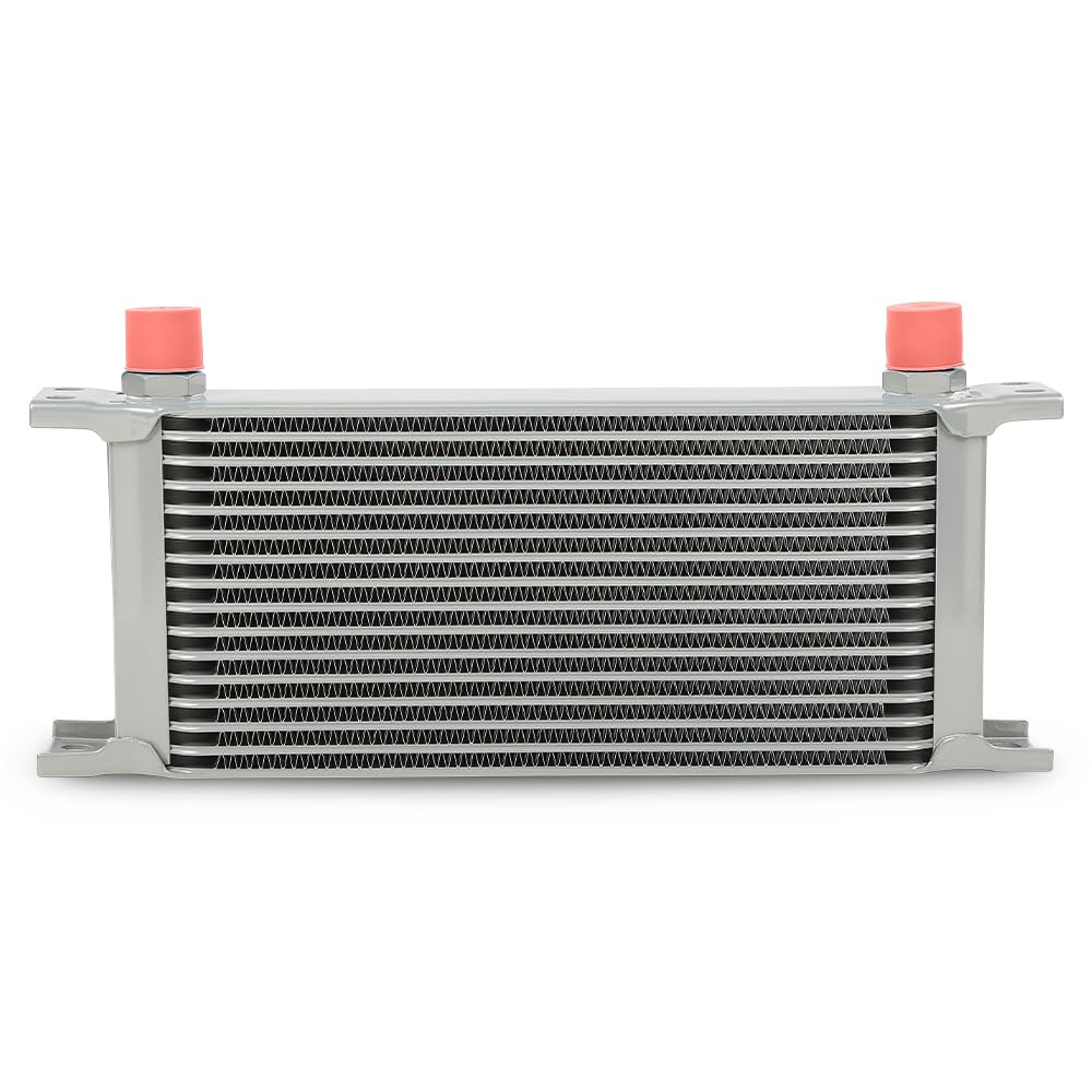 G-PLUS Universal Aluminum Engine Transmission Racing Oil Cooler Silver 16 Row English-style AN10-10AN T-6061 Aluminum