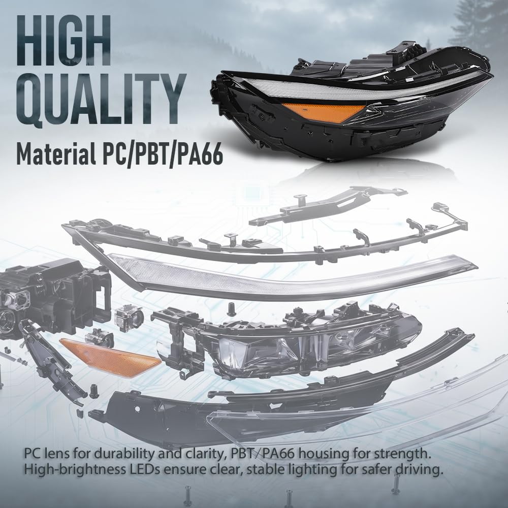 G-PLUS LED Headlight Assembly Right Side Compatible with Hyundai Elantra 2024-2025 92102-AA740 Black