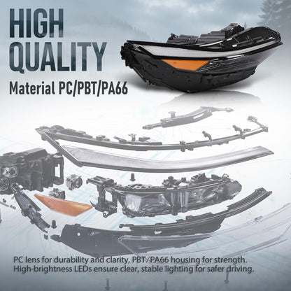 G-PLUS LED Headlight Assembly Right Side Compatible with Hyundai Elantra 2024-2025 92102-AA740 Black