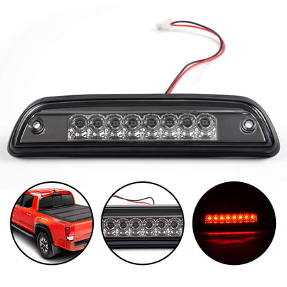 G-PLUS Third 3rd Brake Cargo Light Compatible With Toyota Tacoma 1995-2017 Rear Roof Center High Mount Tail Lamps Replacement Chrome Housing Smoky Lens