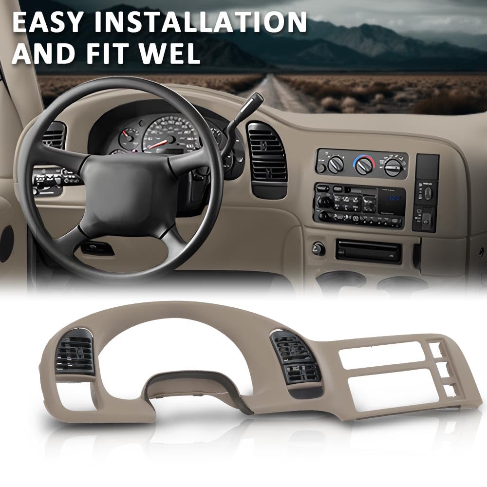 G-PLUS Dash Radio Cluster Trim Bezel Panel Compatible with Chevy Astro/GMC Safari 1995-2005 Beige Dashboard Cover 15718197