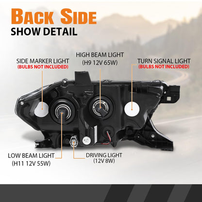 G-PLUS LED Headlight Assembly Left and Right Side w/LED Daytime Running Compatible with Toyota Tacoma 2016-2023 81150-04270, TO2502244 OEM Fit Standard 2 PCS White