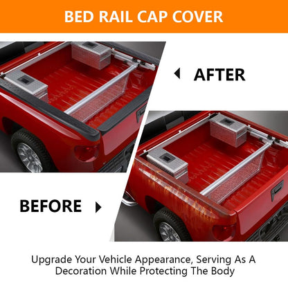 G-PLUS Bed Rail Caps Tailgate Protector Tailgate Cap, Compatible with Chevy Silverado 5´8" 2007 2008 2009 2010 2011 2012 2013 2PCS Black Bed Rail Cover 7241114