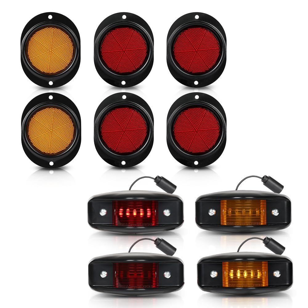 G-PLUS Side Marker Light LED with Reflectors Kit Compatible with Humvee M998 Hummer Universal 4pcs