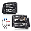 G-PLUS Headlights Assembly, Compatible with 99-04 Ford F250 F350 F450 F550 Super Duty/00-04 Ford Excursion Bumper Headlamps, Clear Lens Black Housing Clear Reflector,faros delanteros