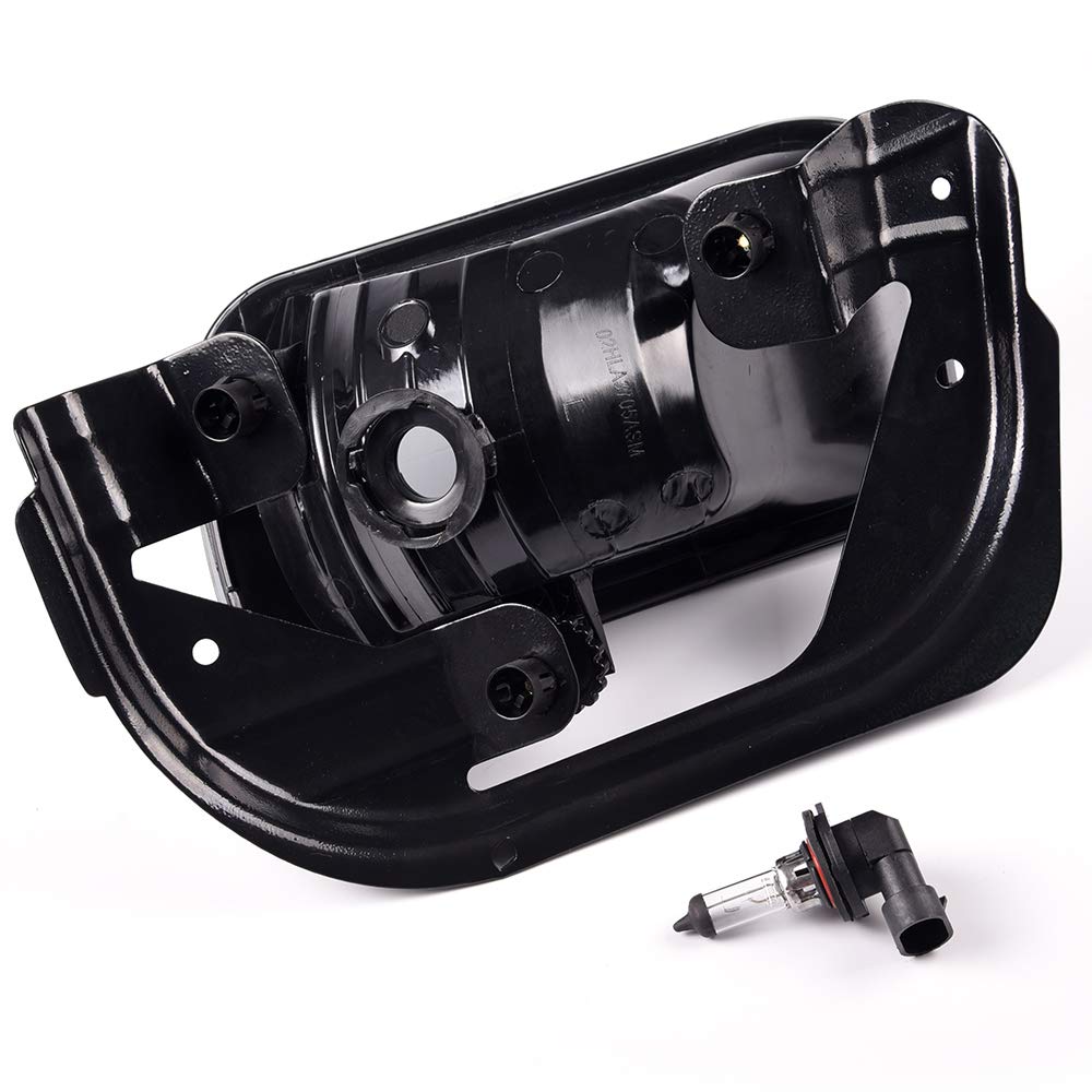 G-PLUS Smoke Lens Front Bumper Fog Lights Assembly Compatible With Dodge Ram 1500 2009-2012/Ram 2500 3500 2010-2018 Driving Lamps w/Bracket + H10 12V 42W Halogen Bulbs
