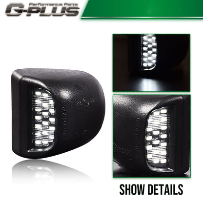 G-PLUS LED License Plate Light Compatible With 99-13 GMC Sierra 1500 2500HD 3500HD,Tag Lamp A Pair Replacement (Clear Lens)