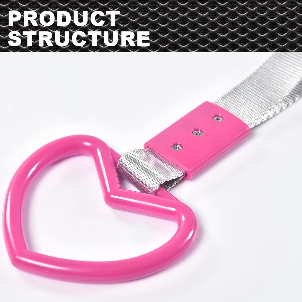 G-PLUS JDM Tsurikawa Ring Heart Subway Train Bus Car Handle Hand Straps Drift Charm,Rear Bumper Warning Ring (Pink)