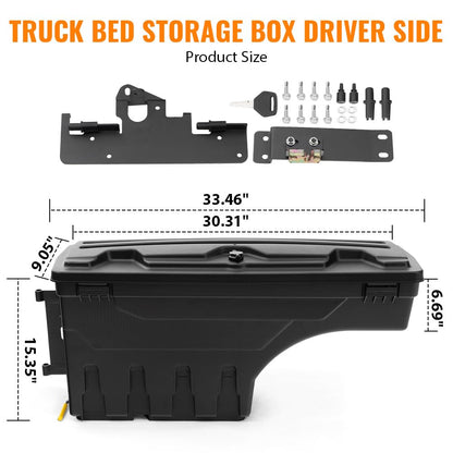 G-PLUS Rear Left Truck Bed Storage Box Toolbox Compatible with Toyota Tacoma 2005-2020 Left Driver Side Truck Bed Box