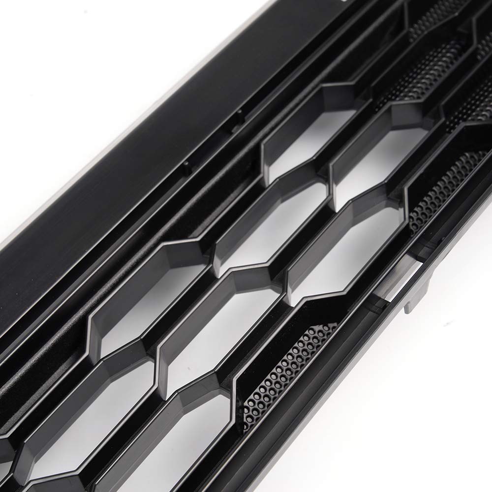 Front Upper & Lower Bumper Grill Mesh Hood Grille Replacement Black 2015-2017 Compatible For Ford Mustang GT 5.0L Without Emblem upgrade 2016
