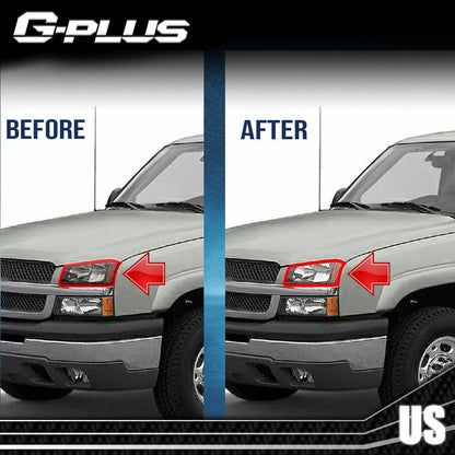 G-PLUS Front Headlight Lens Cover Compatible with 2003-2006 Chevy Silverado, Left & Right Side (Clear Lens)