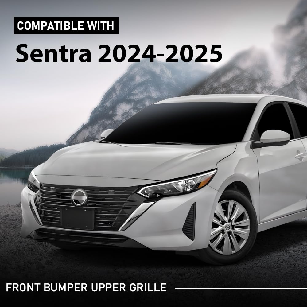 G-PLUS Front Bumper Upper Grille Compatible with Nissan Sentra S SV 2024-2025 62310-6LY0A, 623106LY0A
