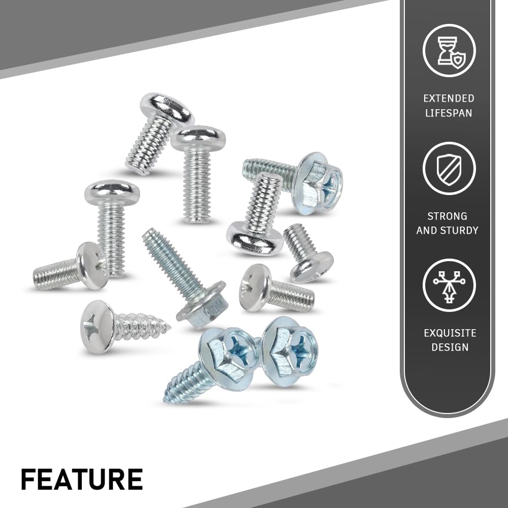 G-PLUS License Plate Screws (100 Each/8 Different) Compatible with Japanese Cars & Most Foreign Cars,Fit BMW Benz & Audi