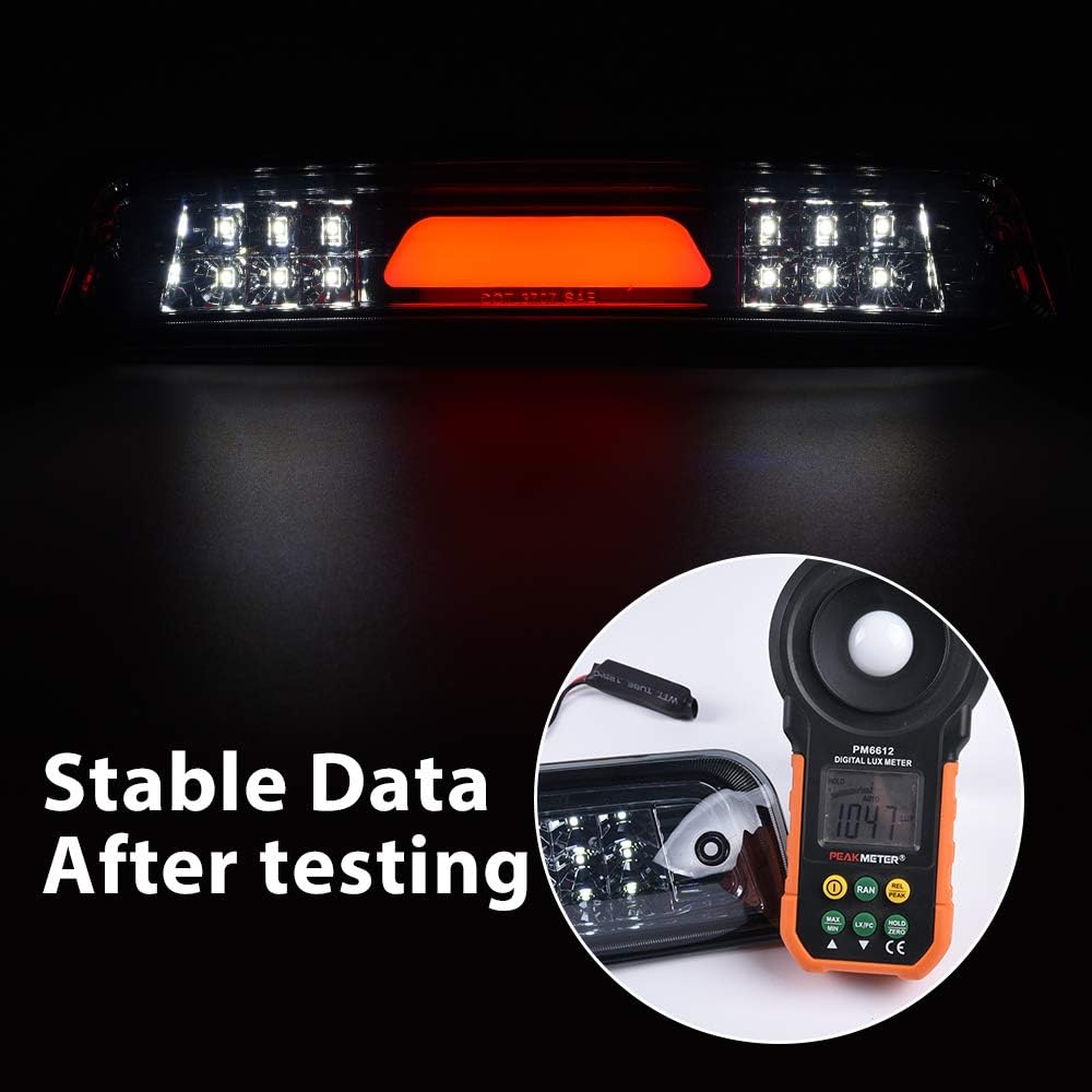 G-PLUS LED High Mount Stop Brake Light, Compatible with 09-10 Dodge Ram 1500/2010 Dodge Ram 2500 3500/11-17 Ram 1500 2500 3500 55372082AE 55372082AF Smoky lens Chrome Housing Amber Reflector