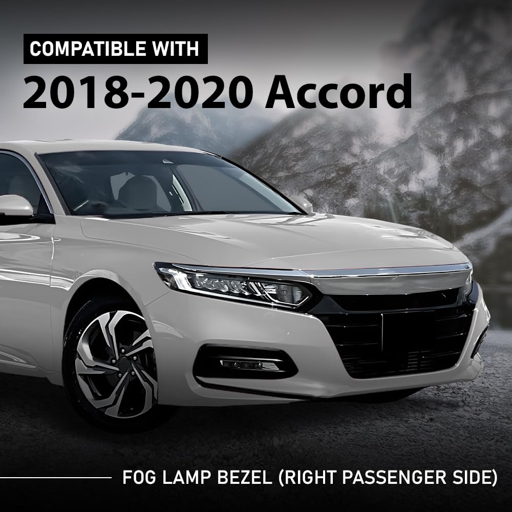 G-PLUS Front Bumper Fog Lamp Bezel Light Cover Passenger Side Compatible with Honda Accord Sedan 2018-2020 Black