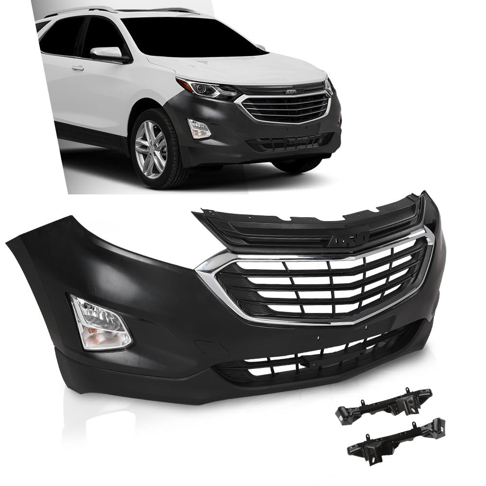 G-PLUS Front Bumper Cover Upper Lower Grille Set Compatible with Chevy Equinox 2018-2021 Grill 84150736, GM1200760, 84226249, 84226250