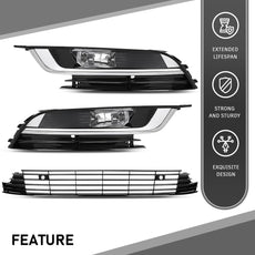 G-PLUS Front Bumper Grille Fog Lights Covers Set 5PCS for VW CC 2013-2017 Product Image