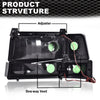 G-PLUS LED DRL Headlights Fit Ford Bronco F150 F250 F350 1992-1996,Fit w/Halogen Headlights Only,Bumper Headlamps, Left & Right Clear Lens Black Housing Amber Reflector,faros delanteros