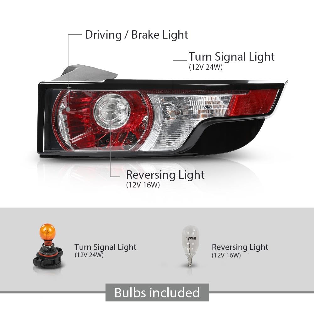 G-PLUS Tail Light Rear Brake Lamp Right Side Compatible with Land Range Rover Evoque 2011-2015 LR074796 Luces Traseras Rear Brake Lamps Assembly