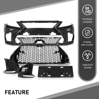 G-PLUS Front Bumper Set (Front Bumper, License Plate) Compatible with 2007-2009 LX LS460 to 18+ LS F-Sport Style 2Pcs