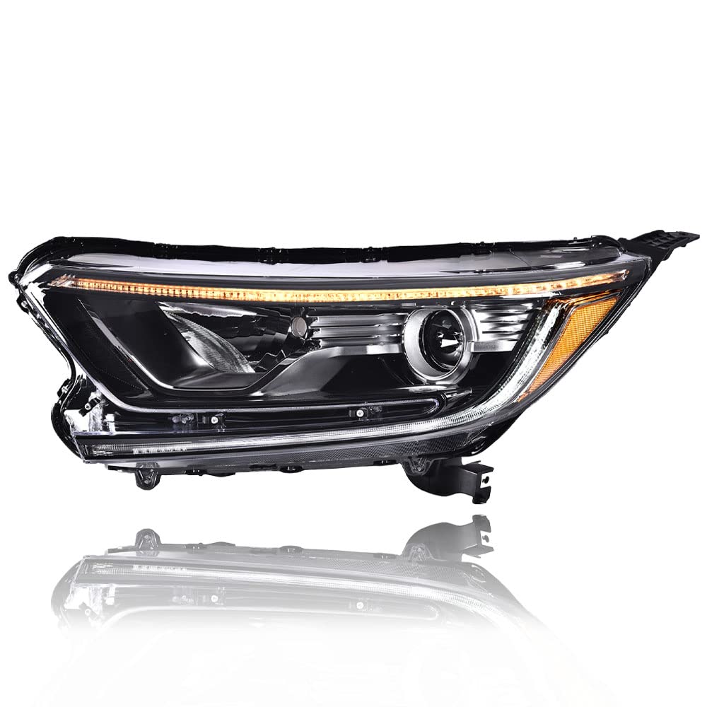 G-PLUS Headlights Assembly, Compatible with 2017 2018 2019 Honda CRV CR-V Left Bumper Headlamp, Clear Lens Black Housing Amber ReflectorBumper Headlamps,faros delanteros