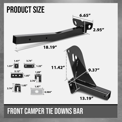 G-PLUS Front Camper Tie Downs Bar Compatible with Ford F250 F350 F450 Super Duty 2011-2016 8 Feet Bed Length Black
