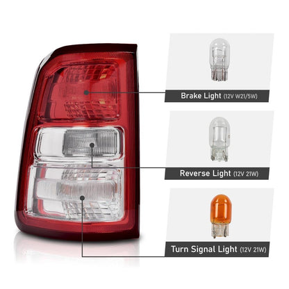 G-PLUS Tail Lights Brake Lamp w/Bulbs Driver & Passenger Compatible with Dodge Ram 1500 2019-2023/Not Fit Ram 1500 Classic and LED Type 55112988AE 55112989AE Luces Traseras Rear Brake Lamps Assembly
