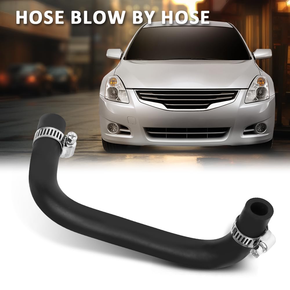G-PLUS PCV Hose Blow By Hose w/Clamps Compatible with Nissan Altima 2.5L Engine 2007-2012 11823-JA00A, 11823JA00A Black Rubber