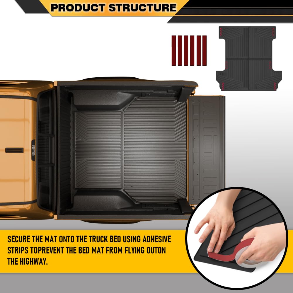 Floor Mats Fit Jeep Gladiator JT 5FT 2020 2021 2022 2023 2024 All Weather Full Cover Protection TPE Floor Cargo Liners Black, alfombras para carro