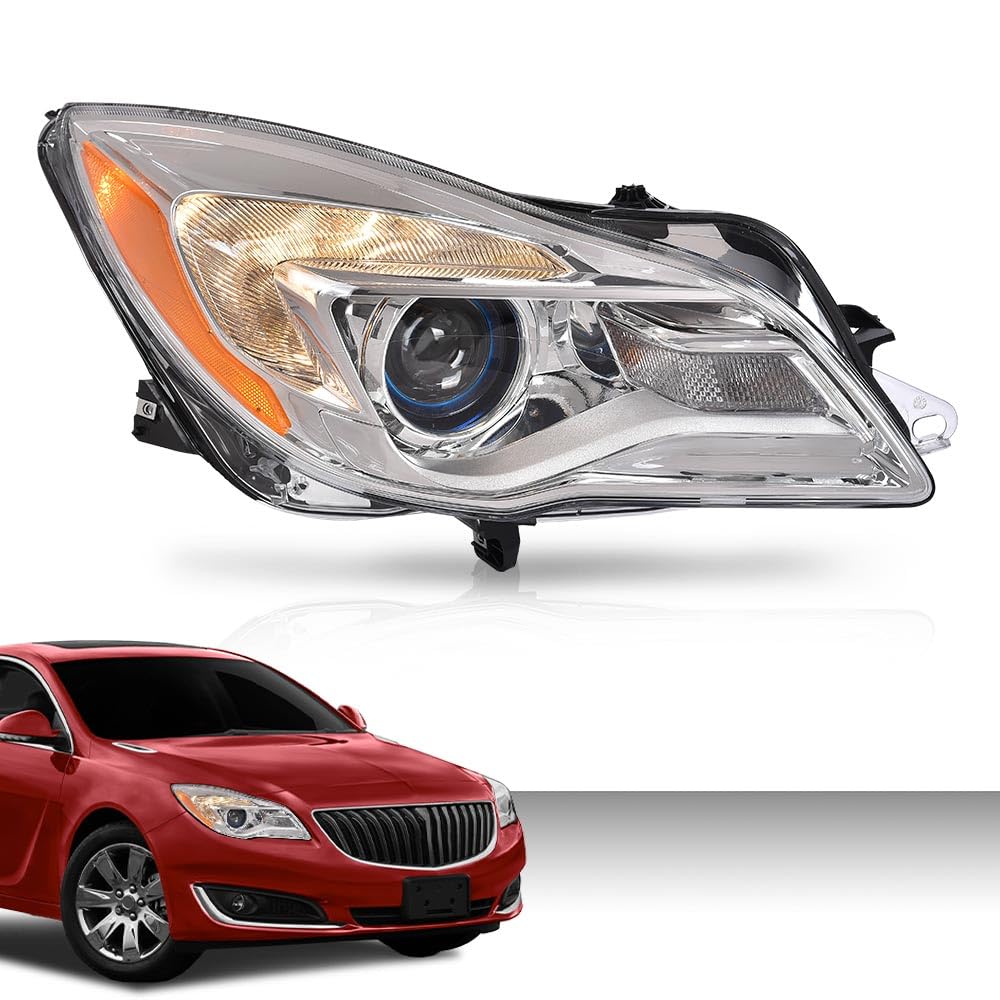 G-PLUS Halogen Headlight Right Side w/LED DRL & Turn Signal Light Compatible with Buick Regal 2014 2015 2016 2017 GM2503413, 13409903 Bumper Headlamps,faros delanteros