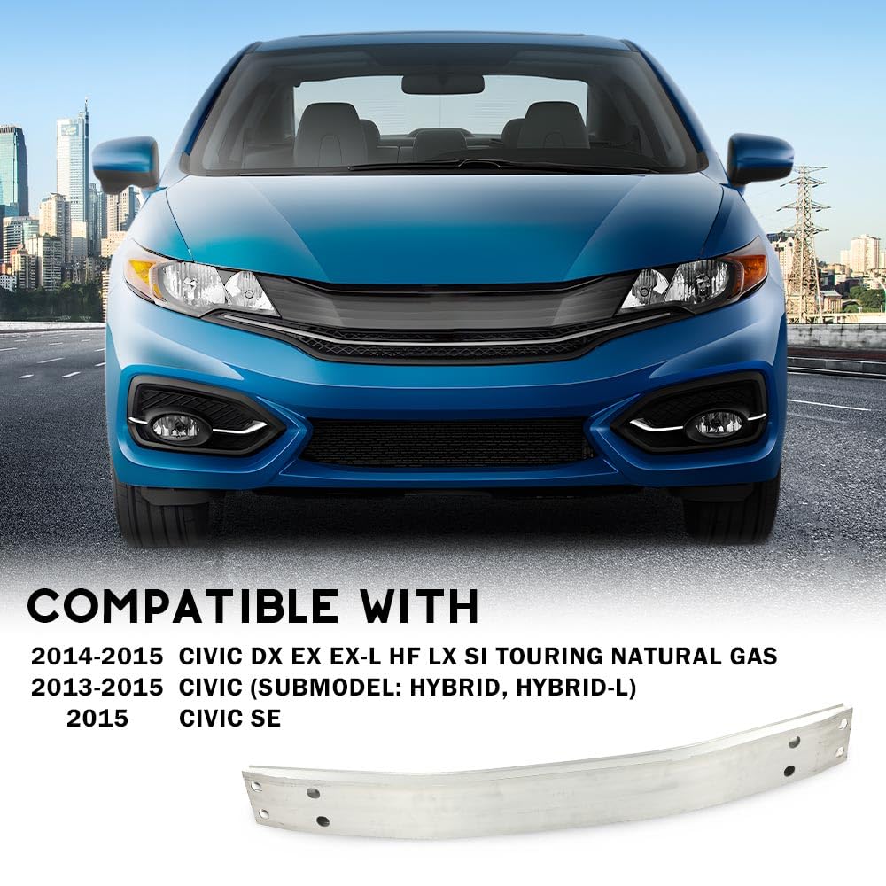 G-PLUS Front Bumper Reinforcement Compatible with Honda Civic DX EX EX-L HF LX Si Touring Natural Gas 2014-2015/Fit Honda Civic (submodel: Hybrid, Hybrid-L) 2013-2015 71131TR3A00 HO1006189