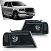 G-PLUS LED DRL Headlights Assembly Fit Ford F150 2004-2008,Fit Lincoln Mark LT 2006-2008, NOT Fit 2004 F150 Heritage/Flareside Beds,Headlamps Smoky Lens Black Housing Clear Reflector,faros delanteros