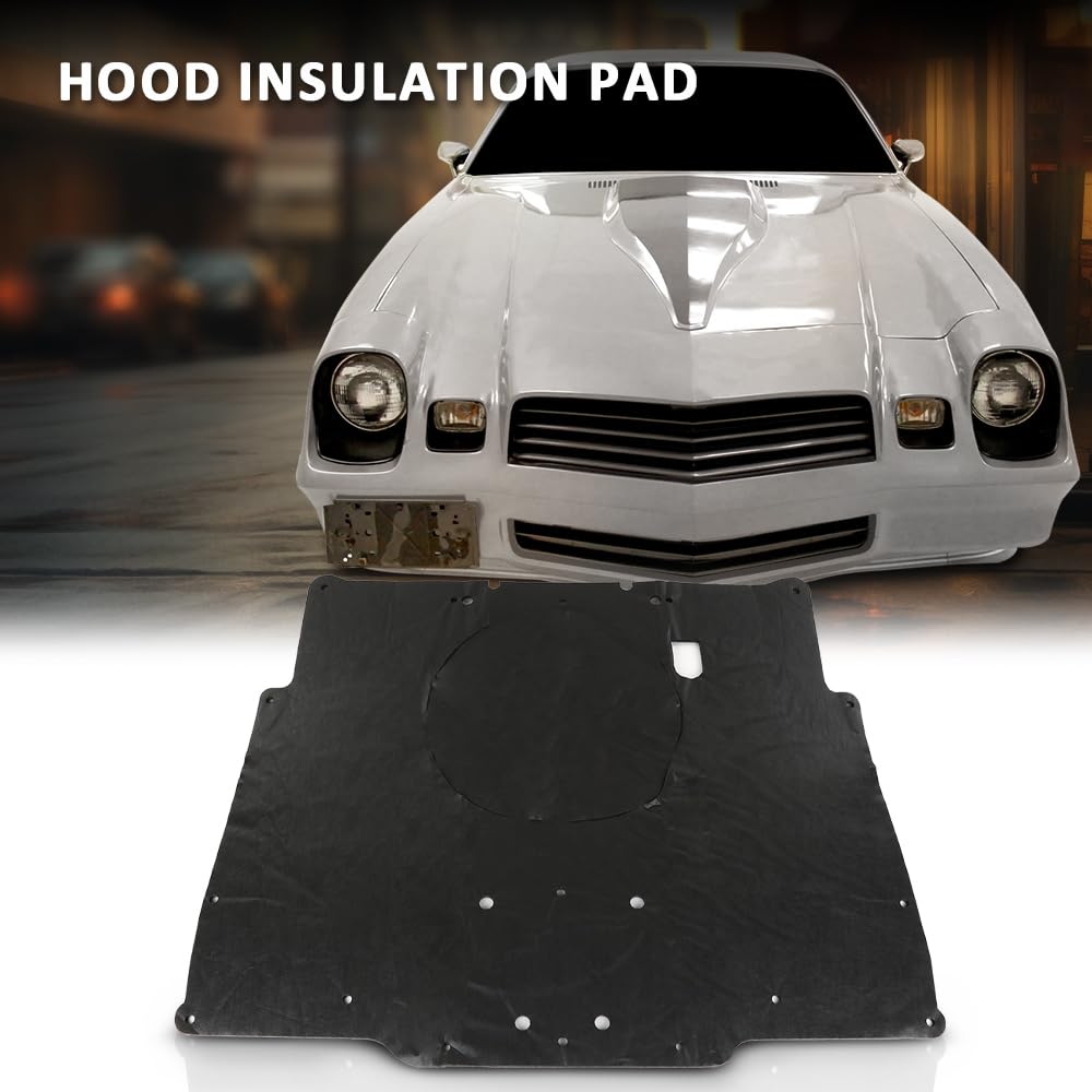 G-PLUS Black Hood Insulation Pad Heat Shield Compatible with Chevy Camaro 1980 1981 Black 1pc