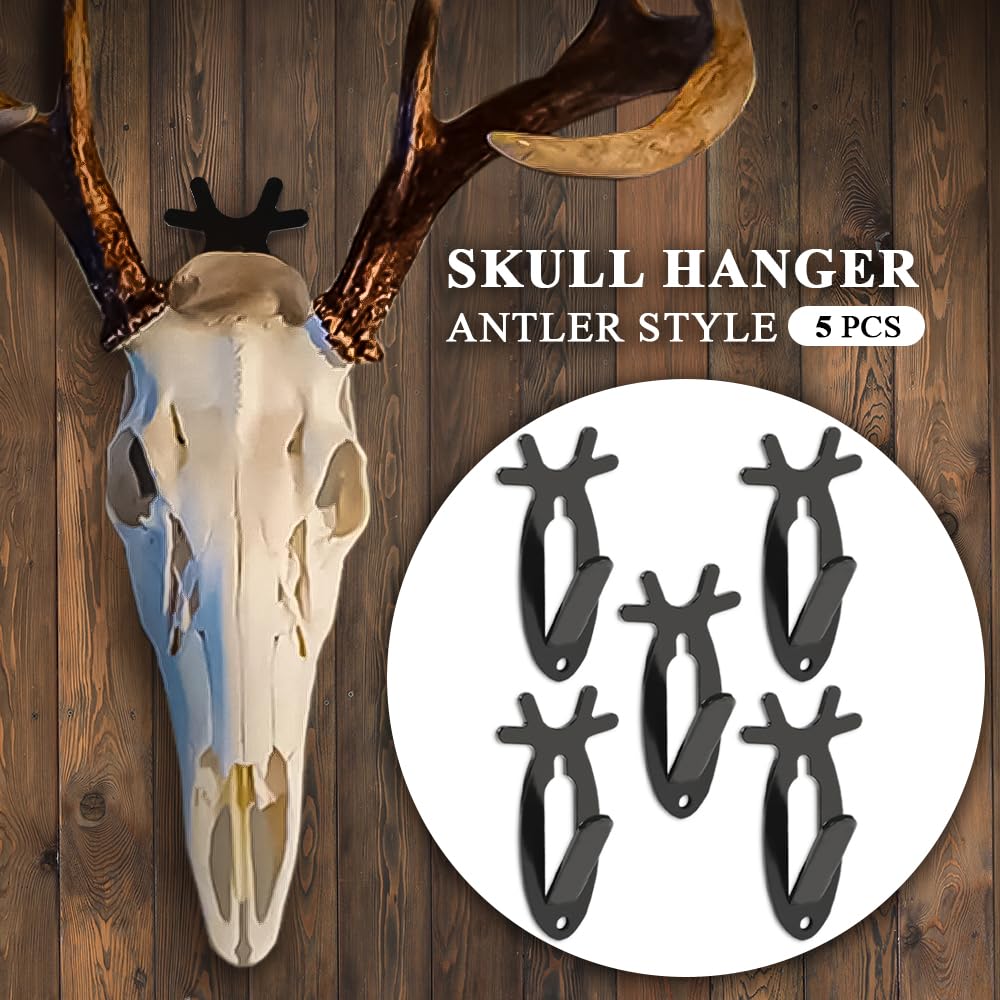 G-PLUS Black 5PCS Wall Hanger Hook European Antler Style Wall Mount Bracket for Hanging Mounting Elk Deer Antelope Living Room Bedroom Home Decor