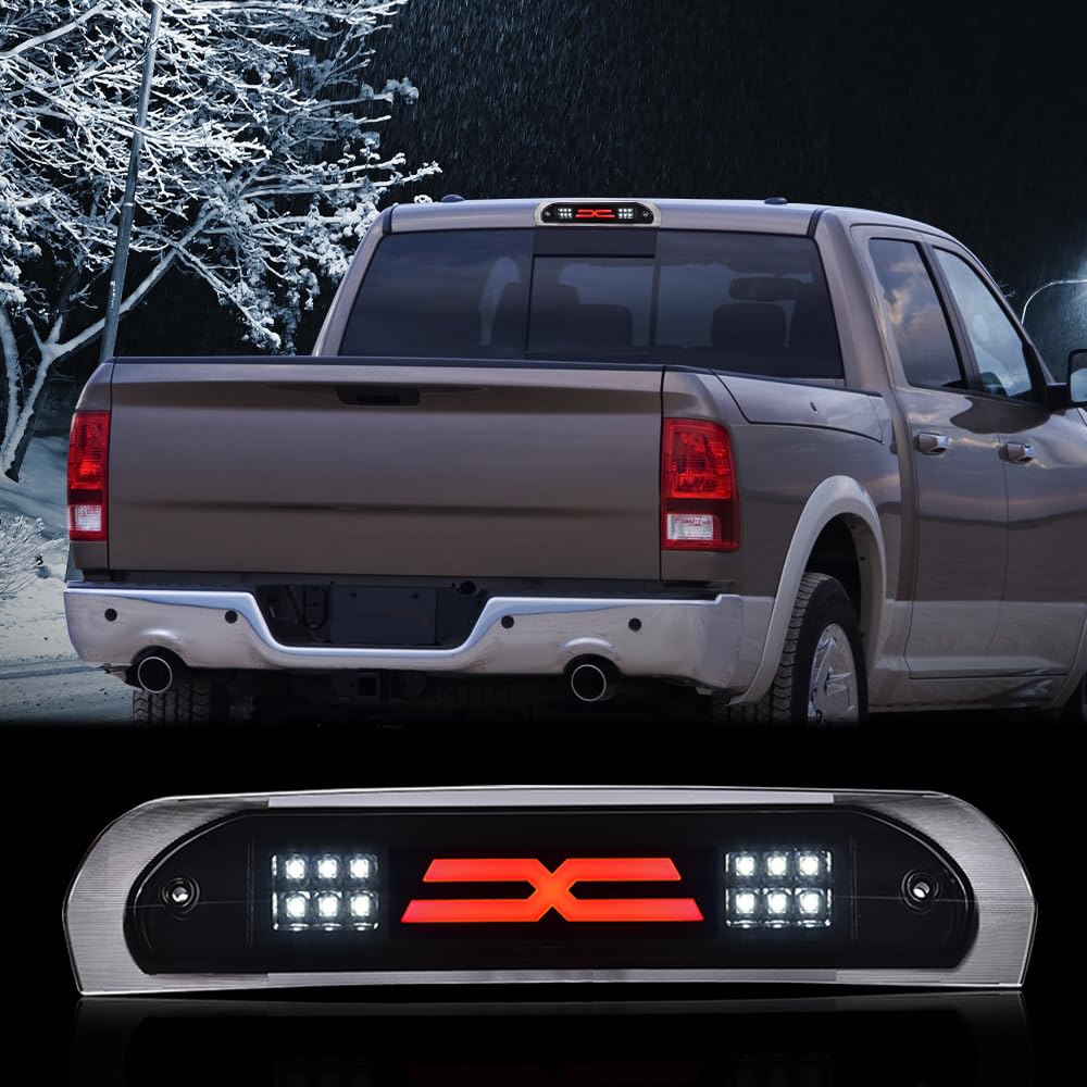 G-PLUS LED Third Brake Light Compatible With 02-09 Dodge RAM, 3RD LED Bar Brake/Cargo Light,Type X (Smoky lens Black Housing Amber Reflector)