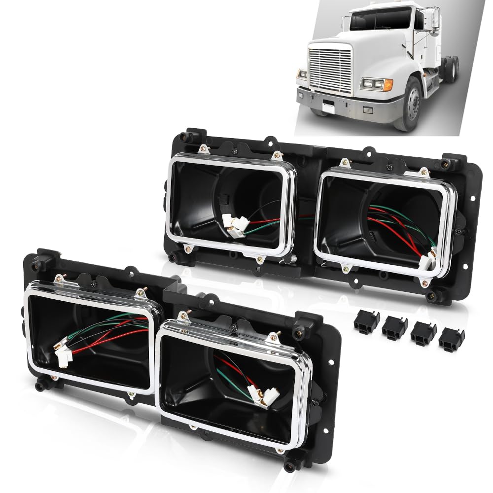 G-PLUS Headlight Housing Base Compatible with Freightliner FLD 112 120 Truck 1989-2003 Black 2Pcs A0615605002, A0615605003
