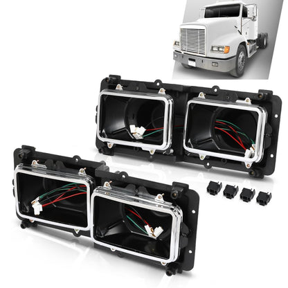 G-PLUS Headlight Housing Base Compatible with Freightliner FLD 112 120 Truck 1989-2003 Black 2Pcs A0615605002, A0615605003