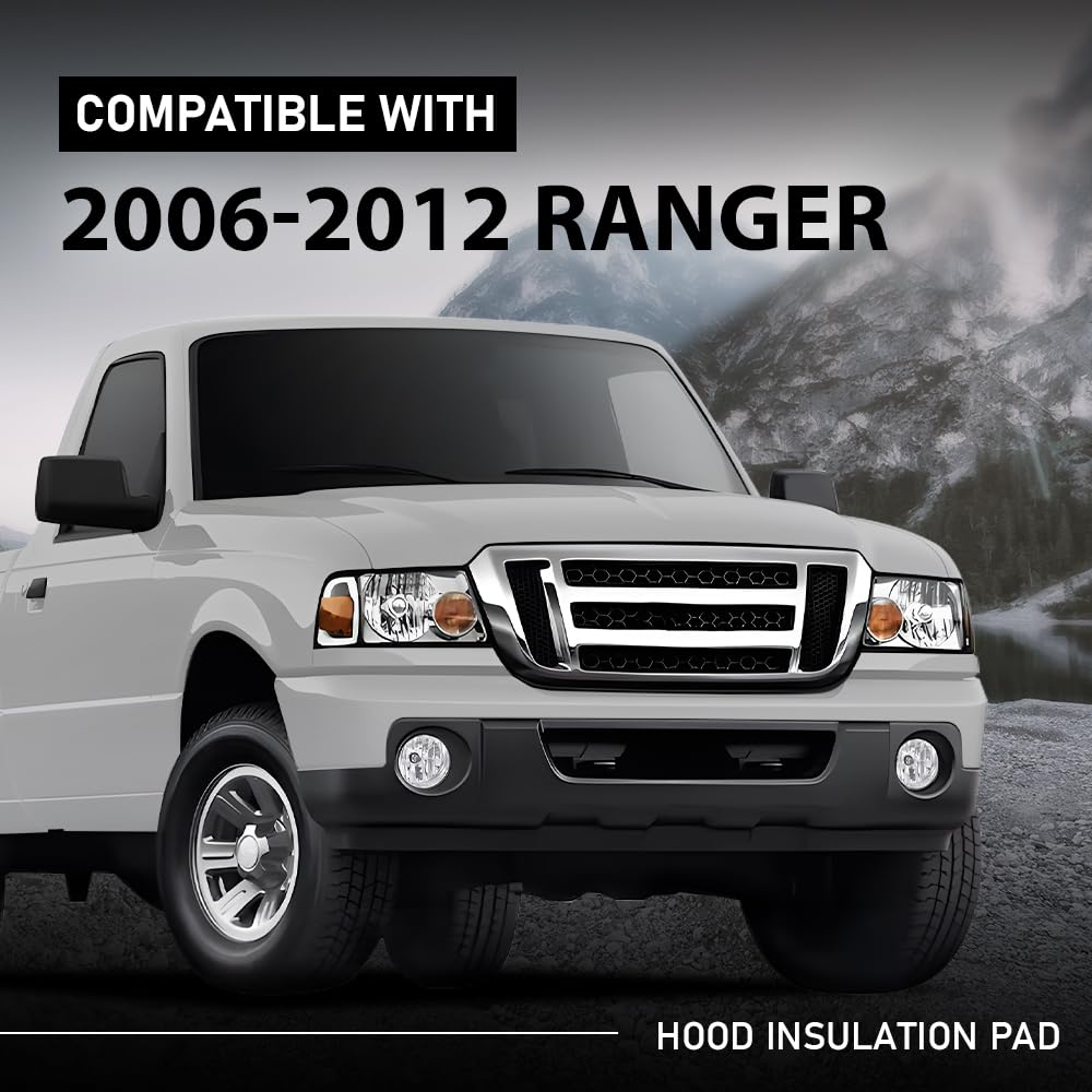 G-PLUS Hood Insulation Pad 1/2" With Clips Compatible with Ford Ranger 2006-2012