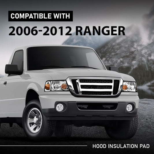 G-PLUS Hood Insulation Pad 1/2" With Clips Compatible with Ford Ranger 2006-2012