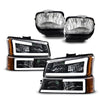 G-PLUS LED Headlights Assembly Fog Lights 2003-2006 Compatible with Chevy Avalanche 1500 2500 Fit 2003-2007 Silverado 1500 2500 3500 HD Headlamp Fog Lights
