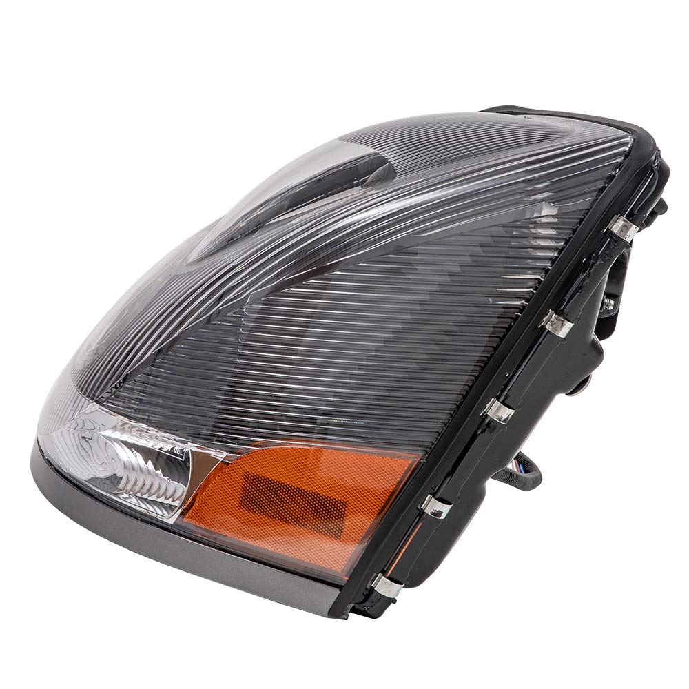 G-PLUS Headlights, Compatible with 2004-2018 Volvo VNL/VNM Right Bumper Headlamps, Clear Lens Chrome Housing Amber Reflector