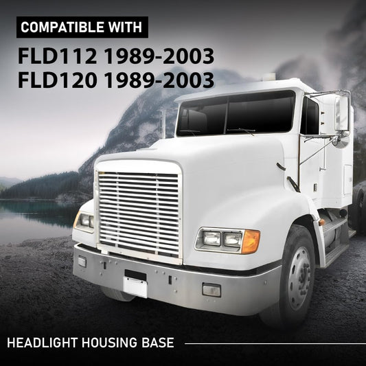 G-PLUS Headlight Housing Base Compatible with Freightliner FLD 112 120 Truck 1989-2003 Black 2Pcs A0615605002, A0615605003