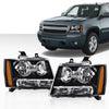G-PLUS Headlights Assembly Compatible with Chevy Tahoe Subarban Avalanche 2007-2014 Pair Bumper Corner Headlamps Left & Right Clear Lens Black Housing Amber Reflector,faros delanteros