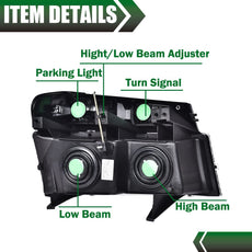 G-PLUS Headlights Assembly for Chevy Colorado GMC Canyon 2004-2012 Isuzu i280 Smoke Chrome Clear Product Specifications