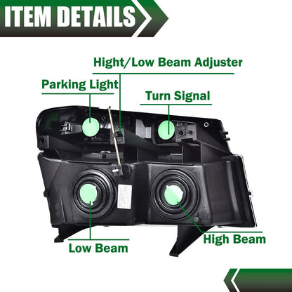 G-PLUS Headlights Assembly,Fit Chevy Colorado/GMC Canyon 2004-2012,Fit Isuzu i-280 i-350 2006/Isuzu i-290 i-370 2007-2008 Headlamps, Smoky Lens Chrome Housing Clear Reflector,faros delanteros