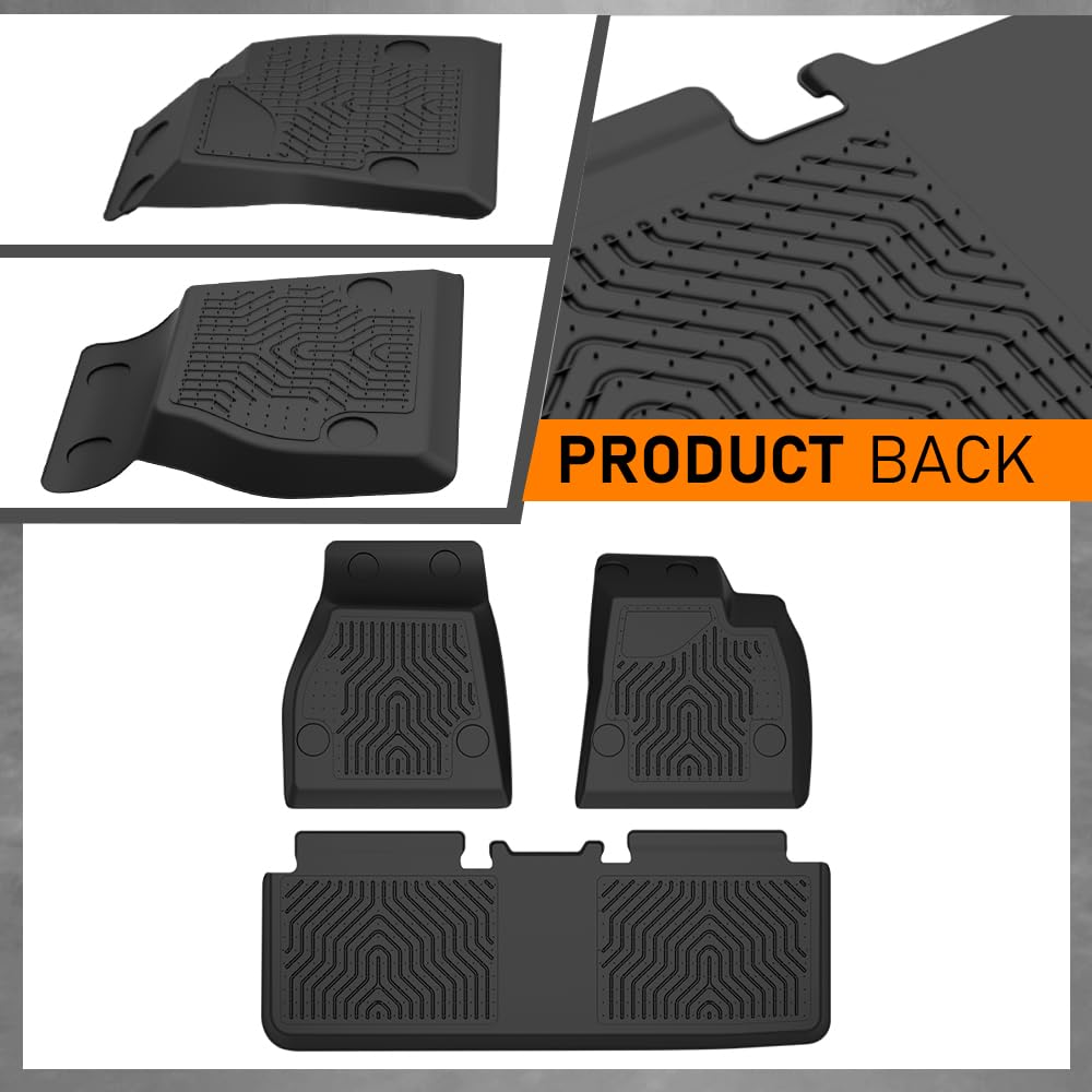 G-PLUS Floor Mats Set Compatible with Tesla Model S 2015-2020 (Only for Model S Badging) All Weather Full Cover Protection TPE Floor Liners Model S Accessories Black alfombras para carro 3PCS