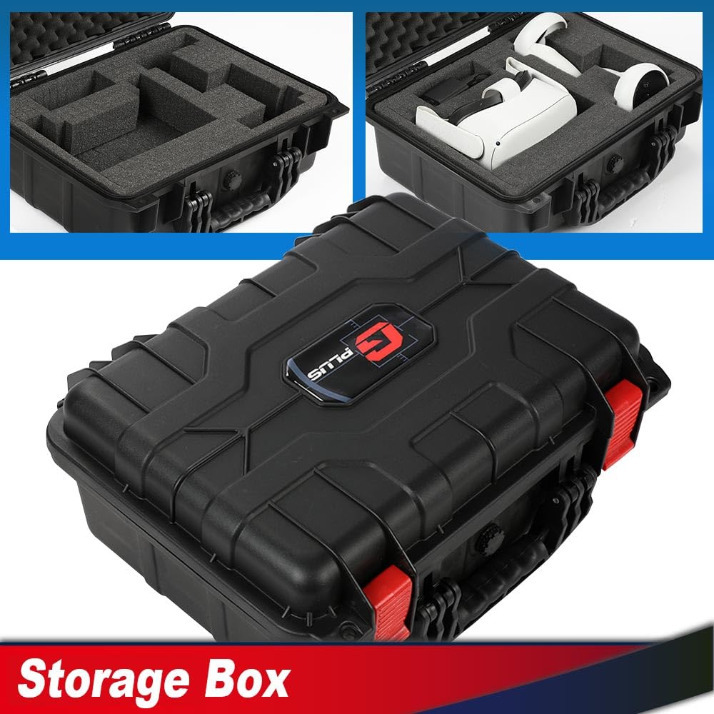 G-PLUS Hard VR Headset Carrying Case w/Foam Block Dividers,Waterproof Protector Storage Box Compatible with Meta Quest 3S/Quest 3/Quest 2,Travel Portable Case Fit Oculus Quest 3/Quest 2 Black&Orange