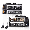 G-PLUS LED DRL headlights, Compatible with 1994 1995 1996 1997 1998 1999 2000 GMC C10 C/K C1500 bumper Headlamp, Clear lens Black Housing Amber Reflector