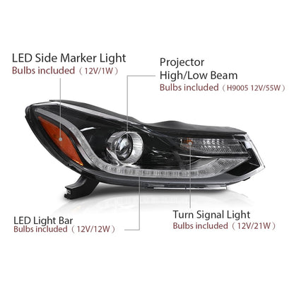 G-PLUS Headlights Headlamps w/Bulbs Compatible with Chevy Trax 2017-2022,Fit w/Factory LED DRL Projector Headlights Models Only,Driver and Passenger,faros delanteros